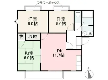 フレグランス木太A・B(3LDK/2階)の間取り写真