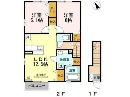 クローバーヒルズ(2LDK/2階)の間取り写真