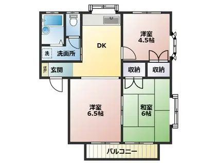 ハイツ石山B(2LDK/2階)の間取り写真