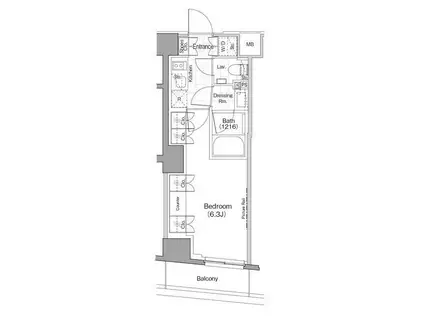 ザ・パークハビオ新宿(1K/4階)の間取り写真