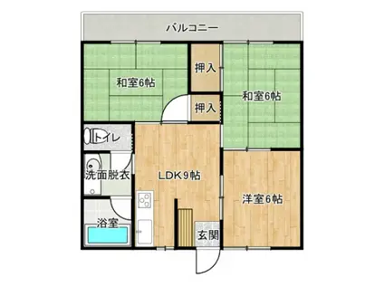 ロイヤル・パークサイド(3DK/2階)の間取り写真