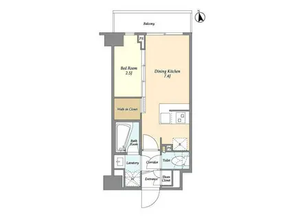 LA DOUCEUR志茂(1DK/1階)の間取り写真