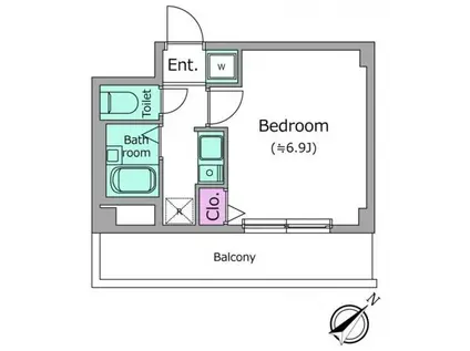 レジディア浦安II(1K/6階)の間取り写真