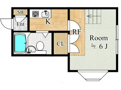 グリーンハイツ飛田給(1K/2階)の間取り写真