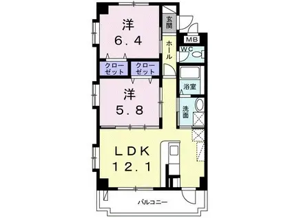 ボーシャンYK(2LDK/2階)の間取り写真