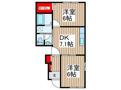 狭山市広瀬東2丁目 2DK 平成22年築 アパート(2DK/1階)の間取り写真
