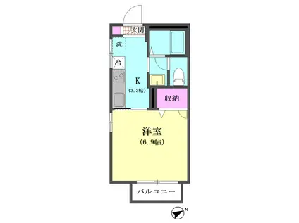 シェソワ山王(1K/2階)の間取り写真