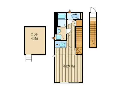 テソロ1番館(ワンルーム/2階)の間取り写真