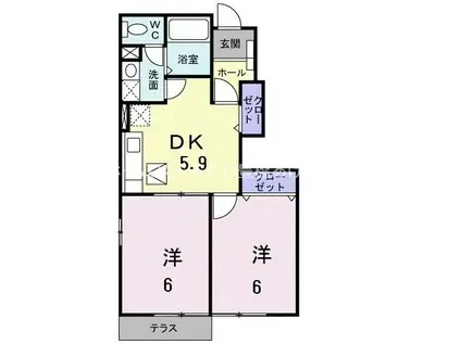 フォレスタ大脇谷(2DK/1階)の間取り写真