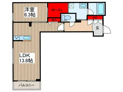 セルディーナ天神(1LDK/2階)の間取り写真