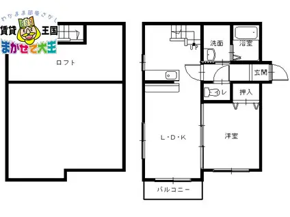 サウザンドクリスタル(1LDK/2階)の間取り写真