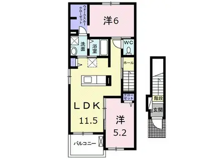 メゾン・ド・ジェルメ I(2LDK/2階)の間取り写真