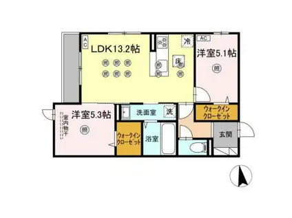 アネックスV(2LDK/1階)の間取り写真