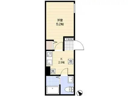 エクセラン南浦和(1K/1階)の間取り写真