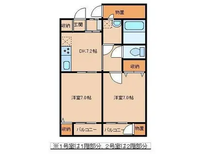 ぶなの樹(2DK/1階)の間取り写真