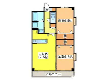 アメニティ御薗宇壱番館(2LDK/1階)の間取り写真