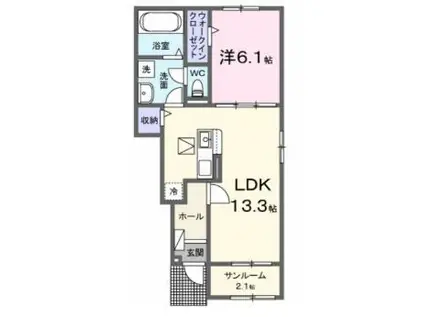 クレストールポート II(1LDK/1階)の間取り写真