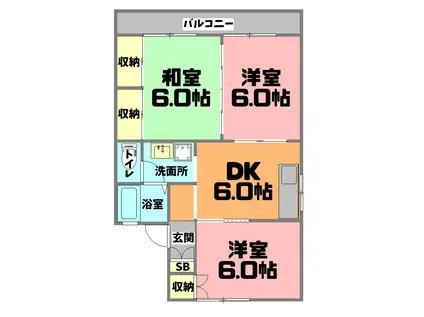 鹿児島市紫原4丁目(3DK/2階)の間取り写真