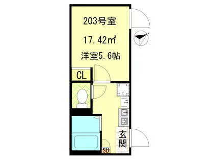 LECOCON平井(1K/2階)の間取り写真