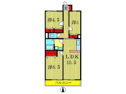 グリーンパーク金町(3LDK/2階)の間取り写真