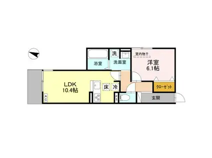 NOBLE TERRACE中山手(1LDK/1階)の間取り写真