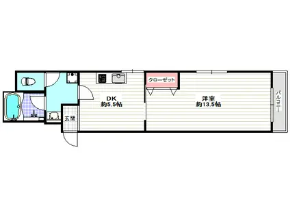 プリエールケイエム(1DK/5階)の間取り写真