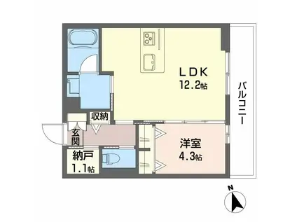 シャーメゾン コア八日町(1LDK/2階)の間取り写真