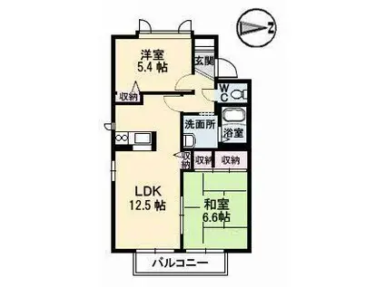 レジデンスナカヤA棟(2LDK/2階)の間取り写真