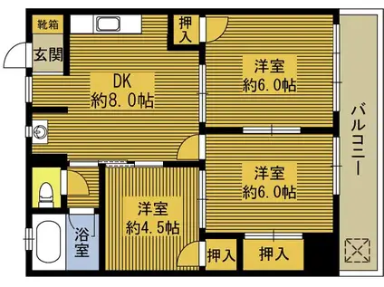 中島ビル(3DK/5階)の間取り写真