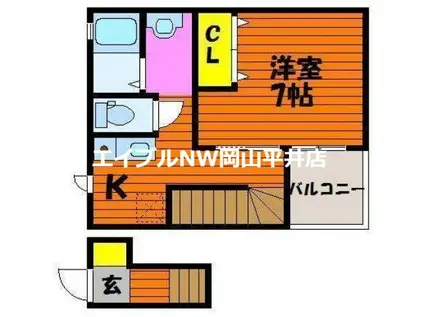 LOUVRE NAGAOKA(1K/2階)の間取り写真
