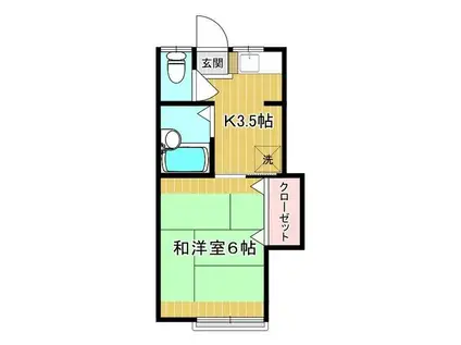 ラ ネージュ(1K/2階)の間取り写真