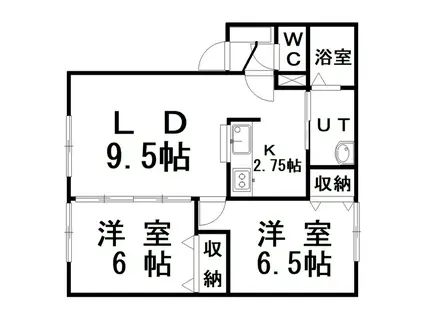 メゾンボヌール B(2LDK/1階)の間取り写真
