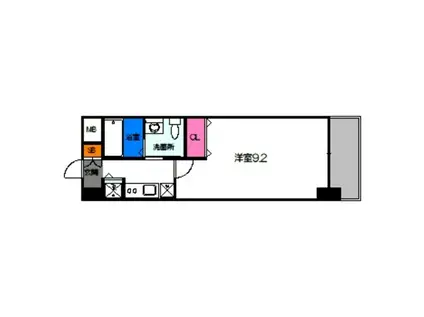 ルクレ京橋(1K/12階)の間取り写真