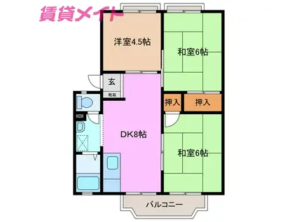 サンヴィレッジ小杉A棟(3LDK/1階)の間取り写真