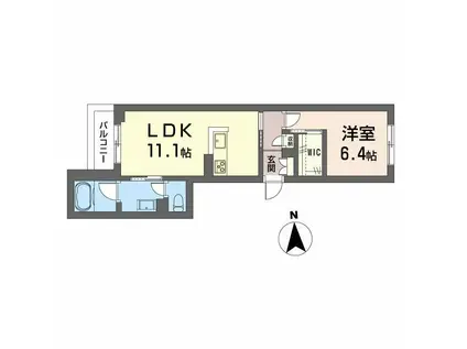 アメリス(1LDK/2階)の間取り写真