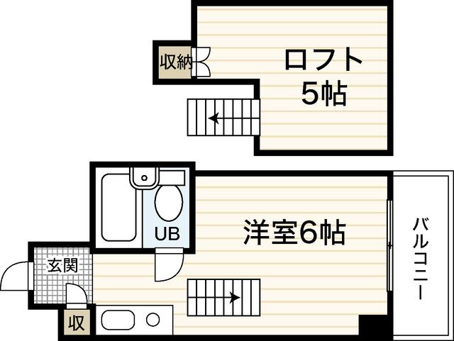 イースト白島(ワンルーム/2階)の間取り写真
