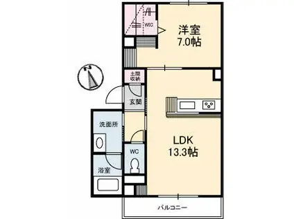 LITTLE WING(1LDK/3階)の間取り写真