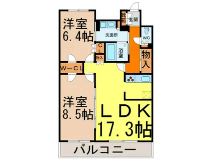 グランアベニュー名駅(2LDK/14階)の間取り写真