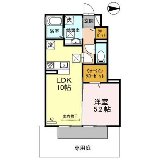 D-ROOMすぎうら(1LDK/1階)の間取り写真