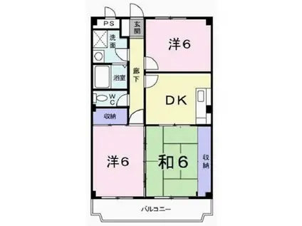 エンセント・メゾン(3DK/1階)の間取り写真