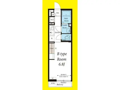 リブリ・サン茅ヶ崎(1K/2階)の間取り写真