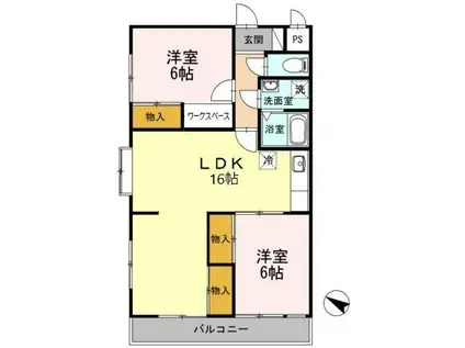 アイリス八橋(2LDK/1階)の間取り写真