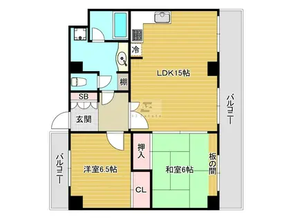 シティーアリーナ阿波座西(2LDK/9階)の間取り写真