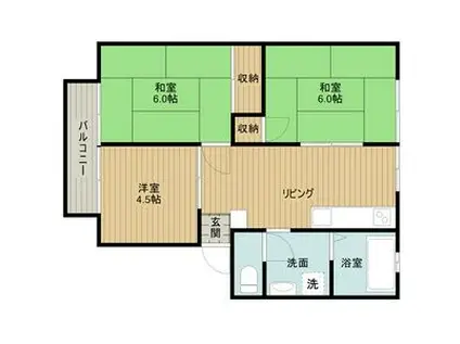 ウインディア南平台A棟(3LDK/1階)の間取り写真