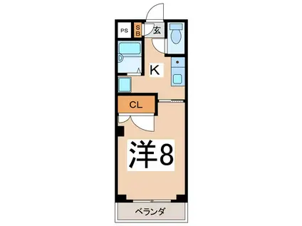 ファースト21 A棟(1K/3階)の間取り写真