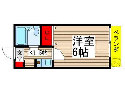 ドミール市川(1K/2階)の間取り写真