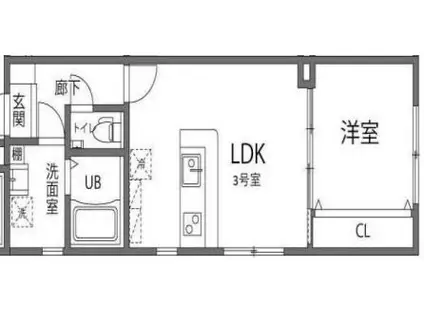 KANOA池上(1LDK/1階)の間取り写真