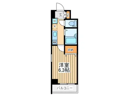 グランヴァン横濱ビアンコーヴォ(1K/6階)の間取り写真