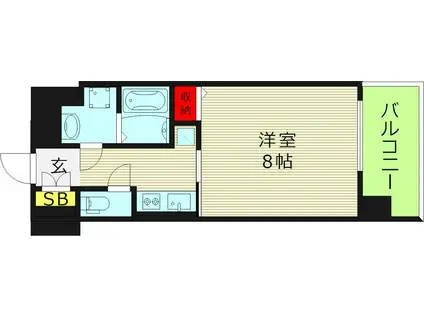 ファーストフィオーレ玉造グレイス(1K/4階)の間取り写真