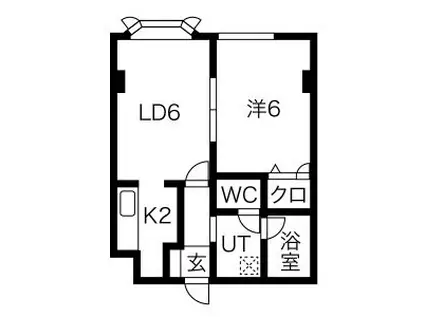 ヴァンヴェール札幌(1LDK/2階)の間取り写真